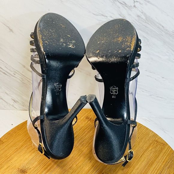 Nina Strappy High Heels 4.5” With Ankles Strap And Jewel Embellish Black Sz 9M - Picture 8 of 8